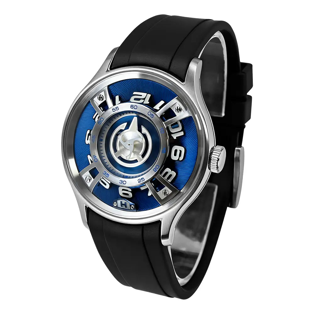 HORAE V Vantage Axial Cobalt watch, three-quarter view