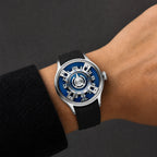 HORAE V Vantage Axial Cobalt watch worn on wrist