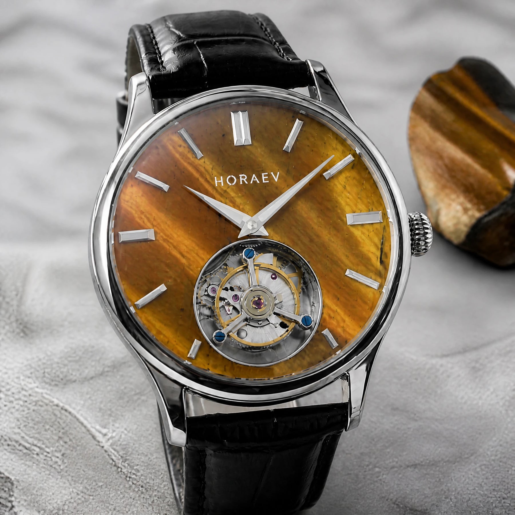 Hand-Polished Natural Tiger’s Eye Dial
