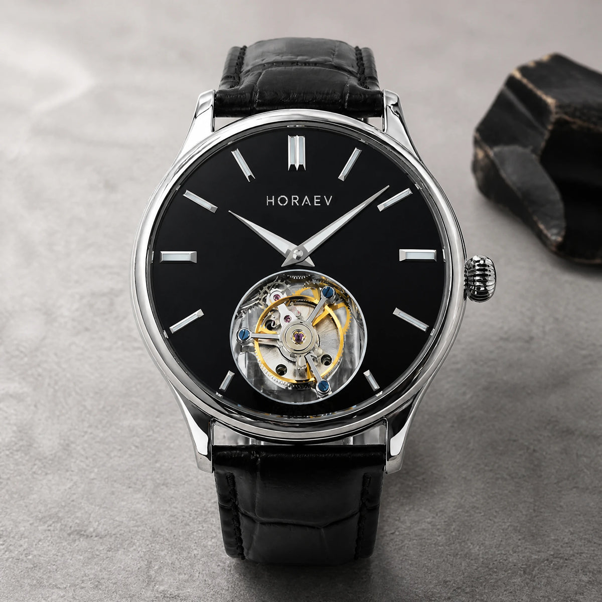 Hand-Polished Natural Black Onyx Dial
