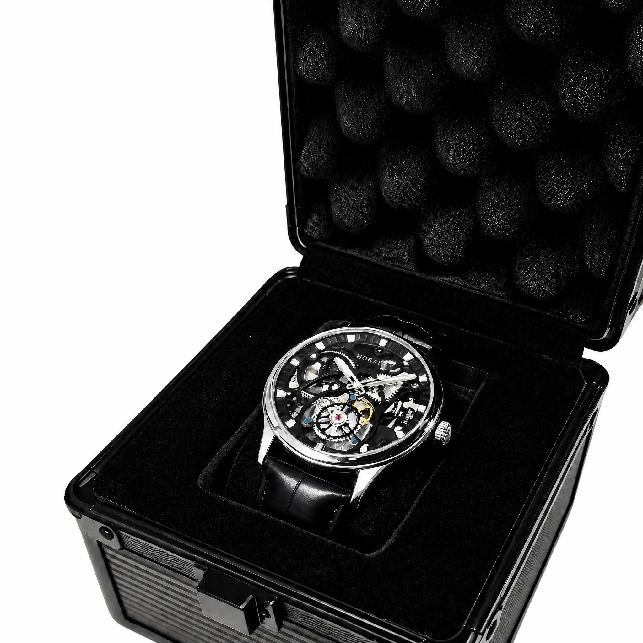 HORAE V Gravitas Openwork Silver Black watch in black presentation box