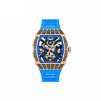 HORAE V Avant Pulse T305M rose gold tone black accents blue strap front view