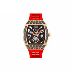 HORAE V Avant Pulse T305M rose gold tone black accents red strap front view
