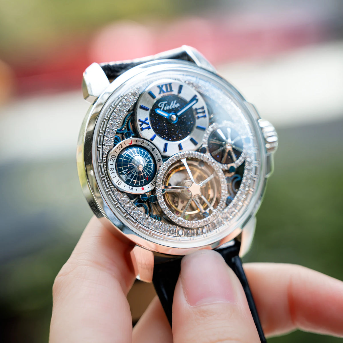 HORAE V x TIELBO Orbit T715M platinum tone lifestyle scene