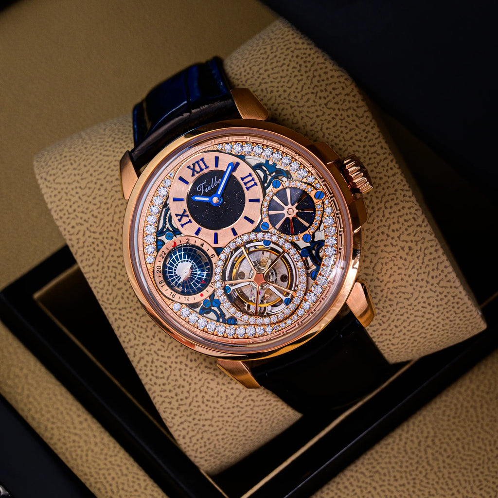 HORAE V x TIELBO Orbit T715M rose gold tone lifestyle scene
