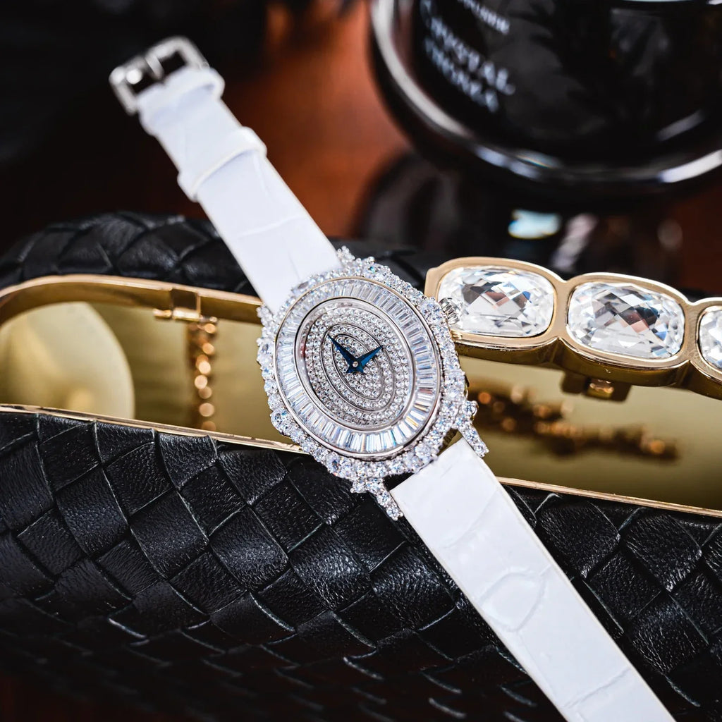 HORAE V × TIELBO Starlit Reverie T811L platinum white strap leather and gold lifestyle scene