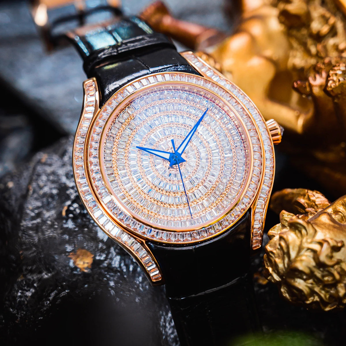 HORAE V × TIELBO Luminous Cadence T815L rose gold black strap dark luxury display scene