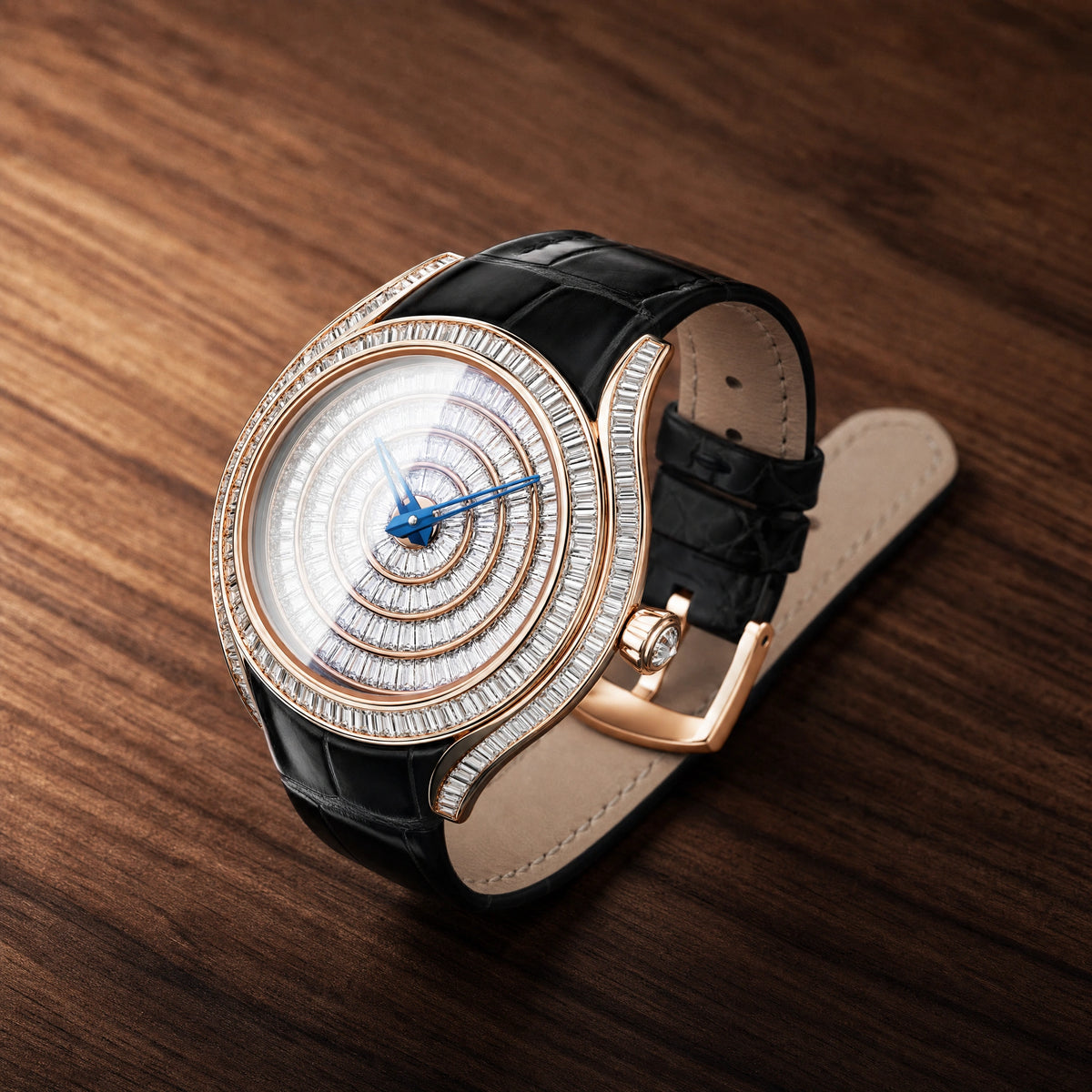 Concentric Crystal Setting Creates a Sense of Movement Across the Dial