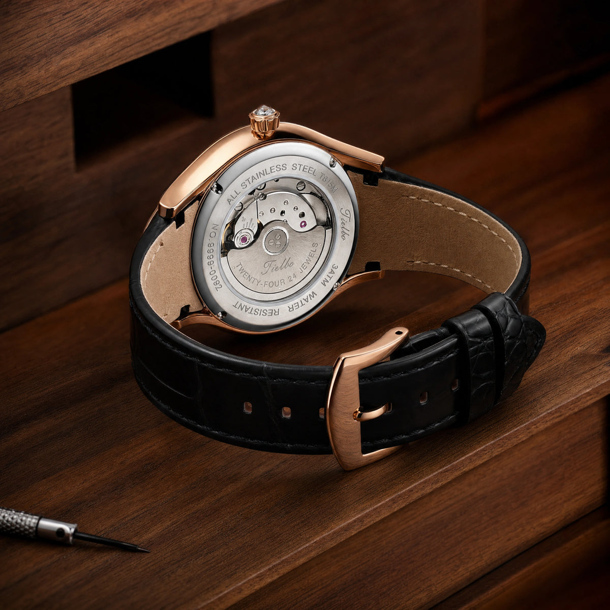 Sapphire Front and Caseback Pair with Natural Alligator Leather