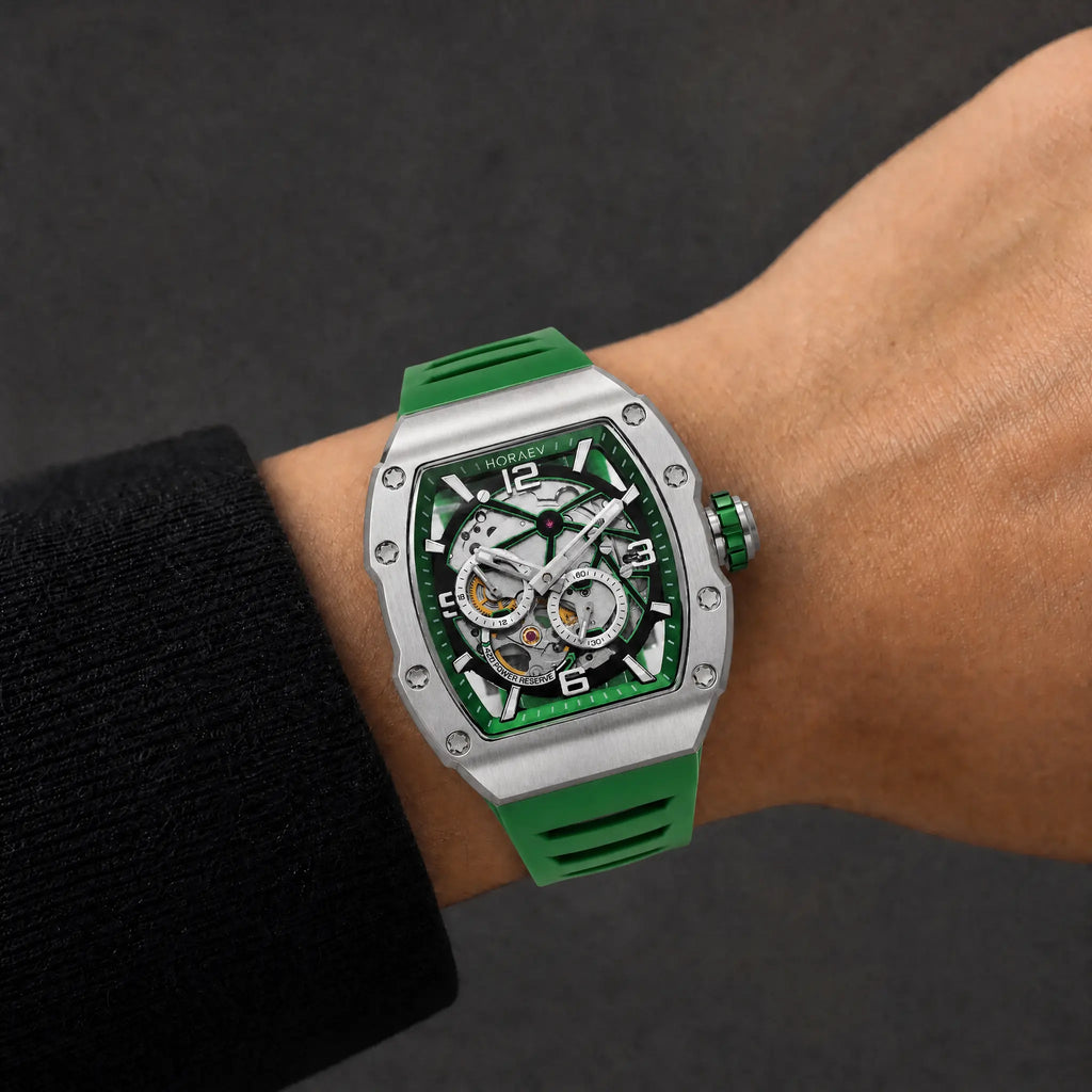 HORAE V Vantage Vector Viridian watch worn on wrist