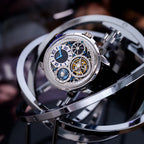 HORAE V x TIELBO Orbit T715M displayed in a mechanical orrery setting