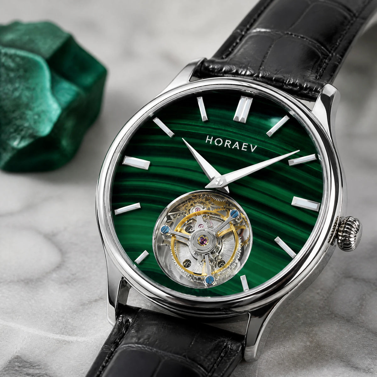 Hand-Polished Natural Malachite Dial