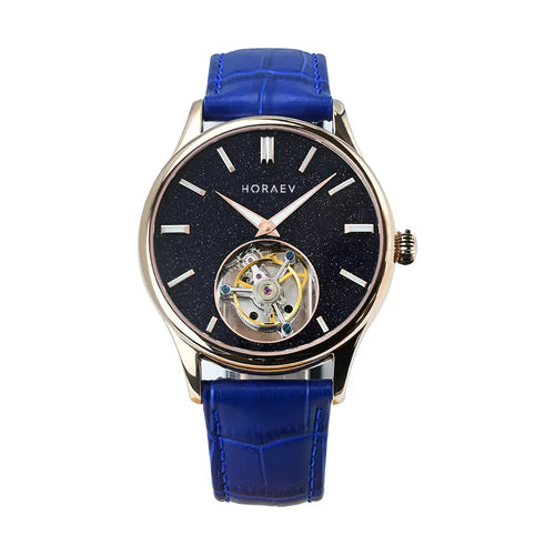 HORAE V Gravitas Blue Sandstone tourbillon watch with starry dial, front view