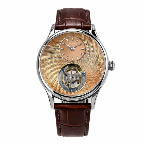 HORAE V Gravitas Salmon Rose Guilloché tourbillon watch, front view
