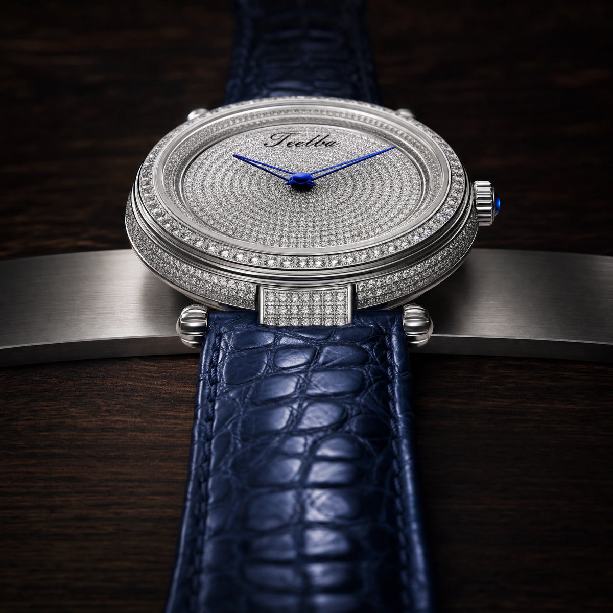 Sapphire Clarity Finished with Natural Alligator Leather