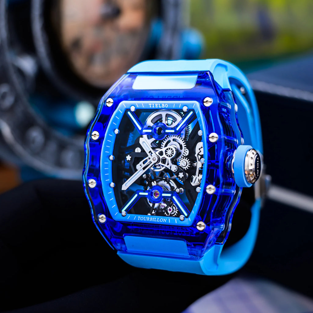 T816 crystal glass tourbillon lifestyle scene 2